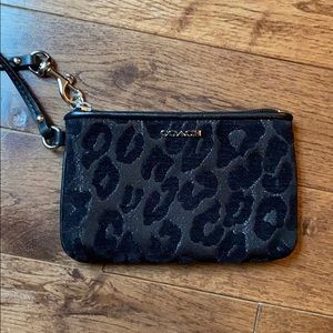 Coach Black Leopard Print Wristlet